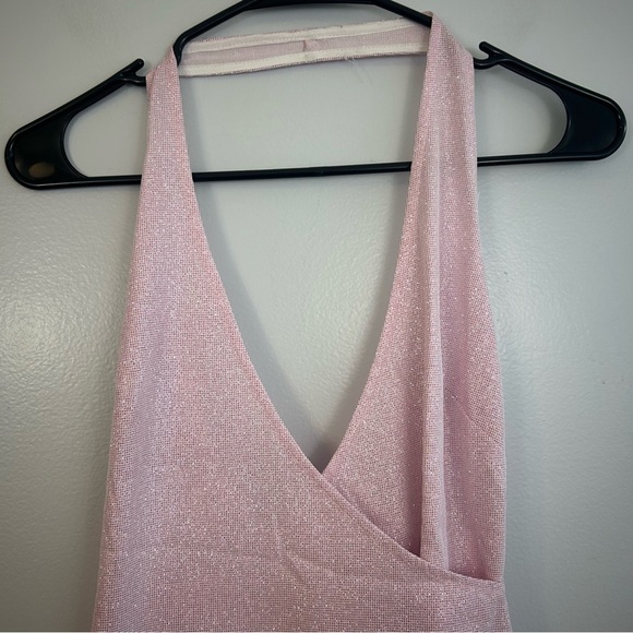 NWT Princess Poly Pink Metallic Halter Wrap Mini Dress Size 0 - Picture 4 of 13